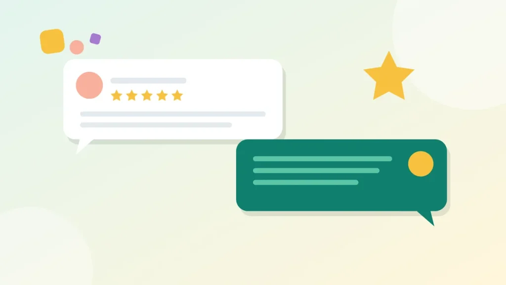 Un avis client cinq étoiles et la réponse du praticien.