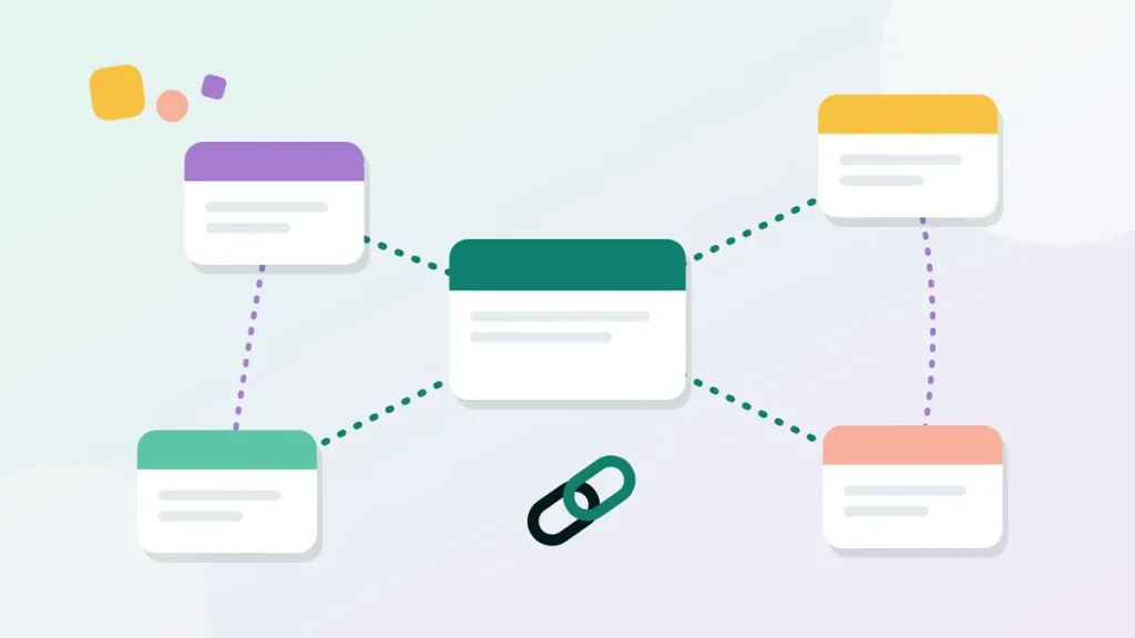 Des pages de site reliées entre elles par des liens internes.